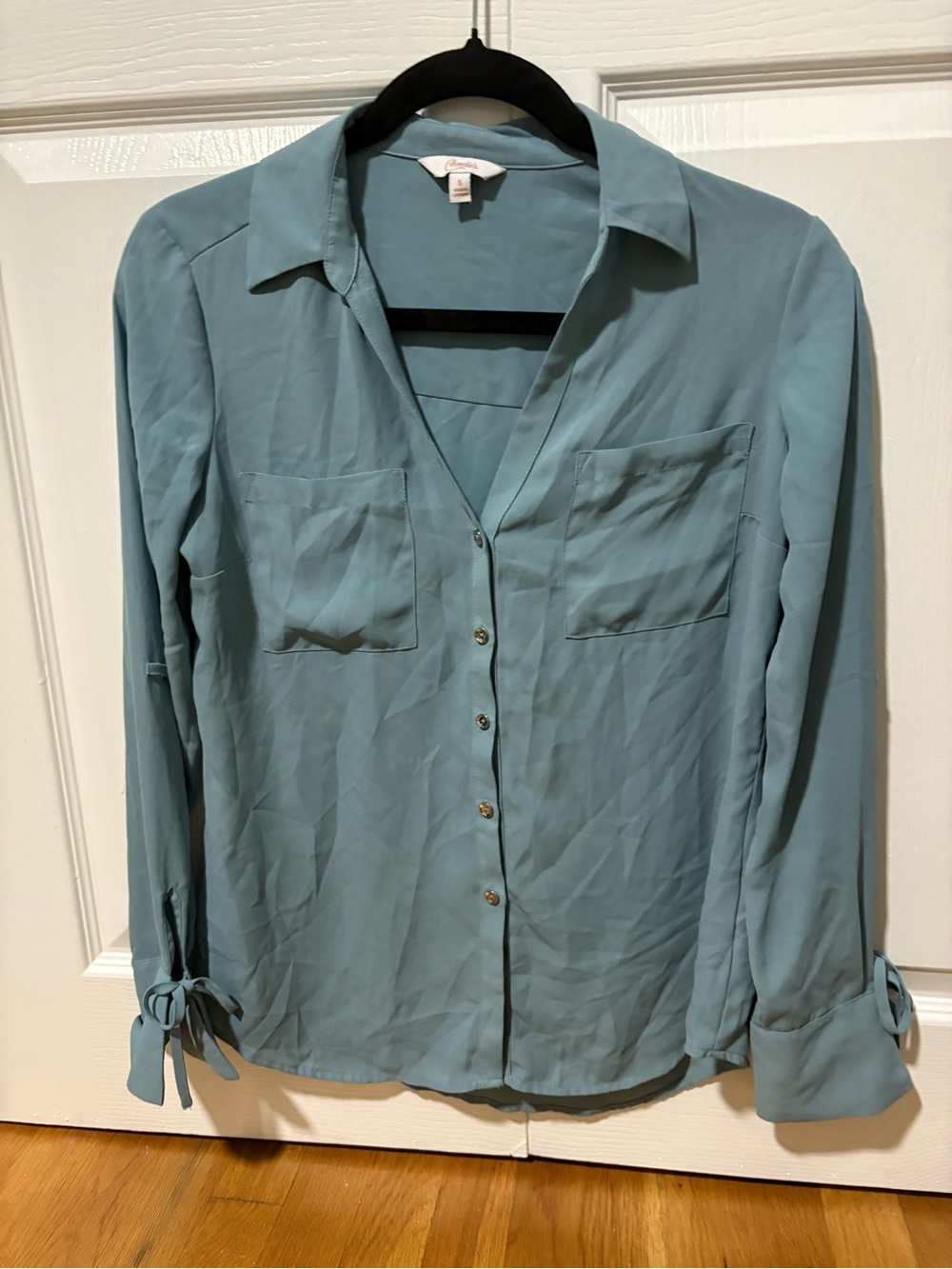 Candie’s Light Teal Button-Front Women's Blouse